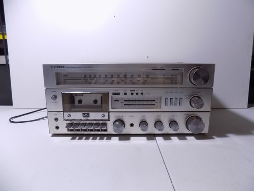 Silver stereo receiver - stereo,